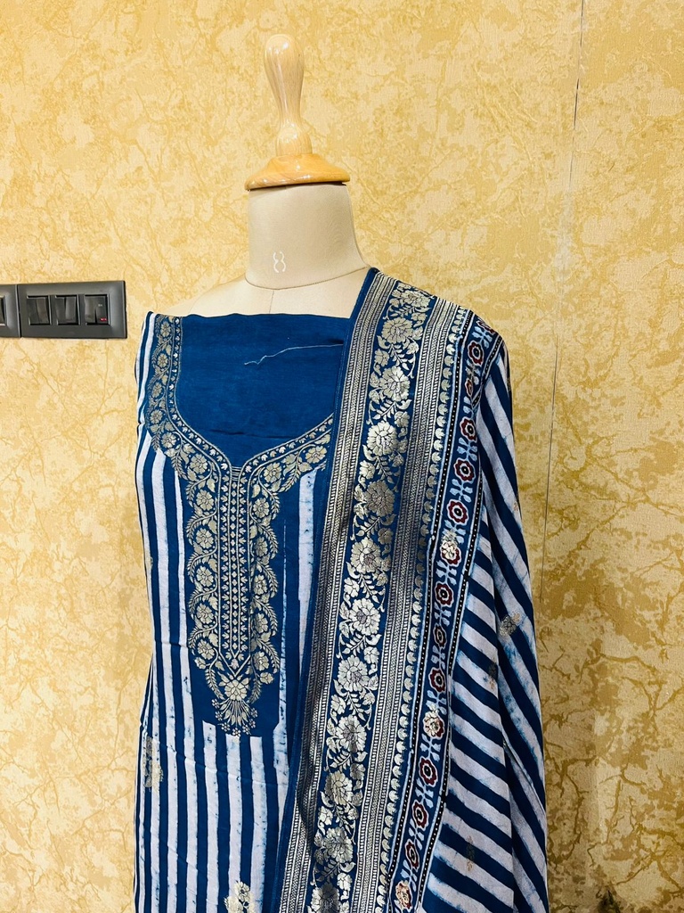 Ajrakh Dola Silk Sarees 5048