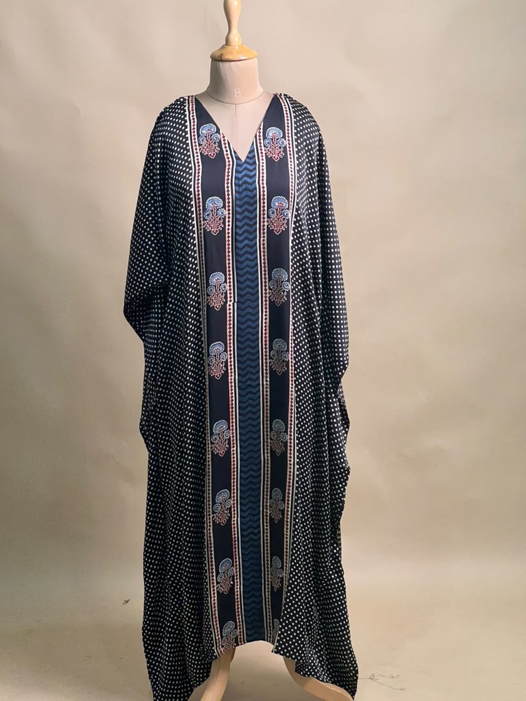 Ajrakh Modal Silk Kaftans 4801 BLACK 4 FREE SIZE
