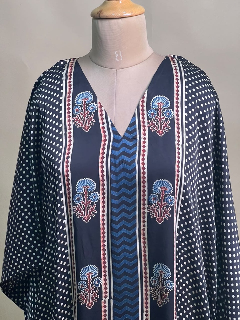 Ajrakh Modal Silk Kaftans 4801 BLACK 4 FREE SIZE