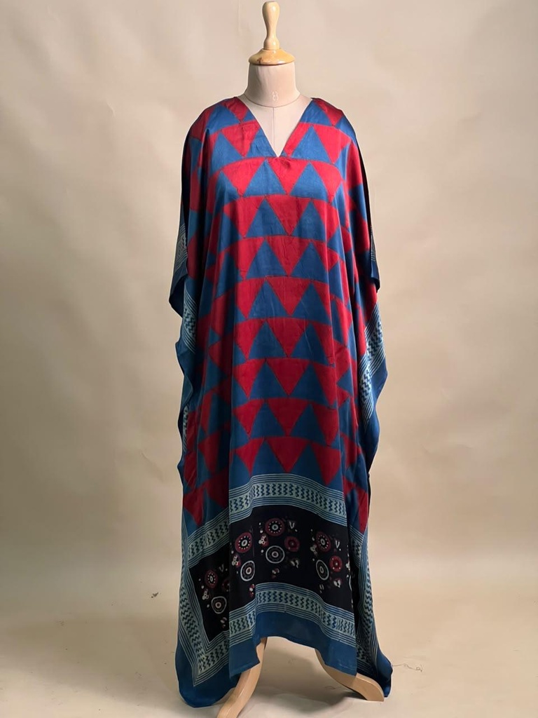 Ajrakh Modal Silk Kaftans 4801 RED 3 FREE SIZE