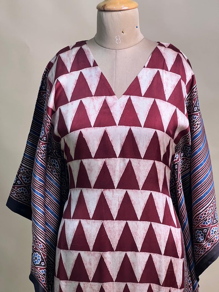 Ajrakh Modal Silk Kaftans 4801 MAROON 4