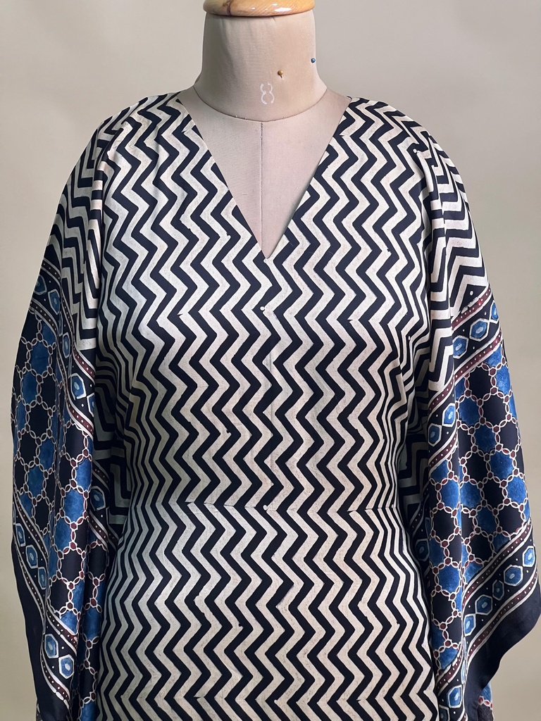 Ajrakh Modal Silk Kaftans 4801 BLACK 2