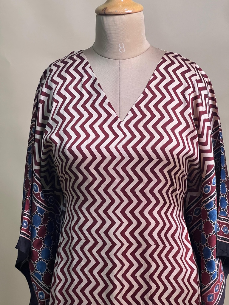 Ajrakh Modal Silk Kaftans 4801 MAROON 1