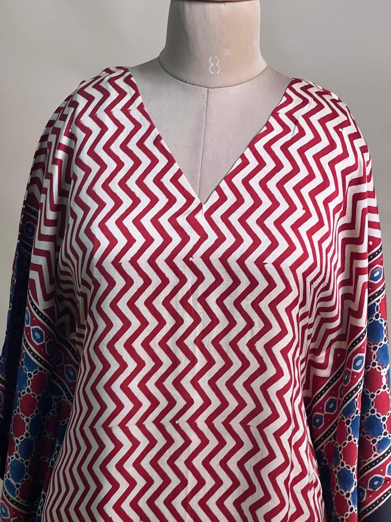 Ajrakh Modal Silk Kaftans 4801 RED 2