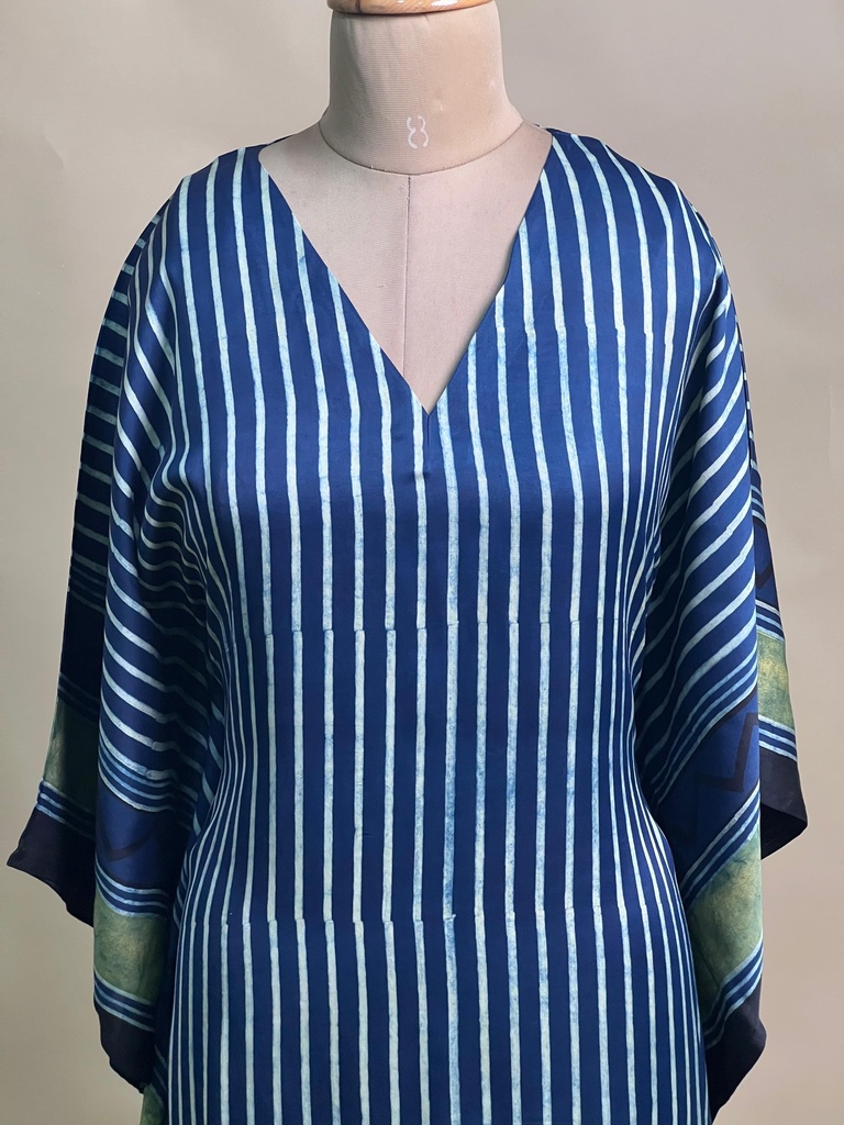 Ajrakh Modal Silk Kaftans 4801 BLUE 3