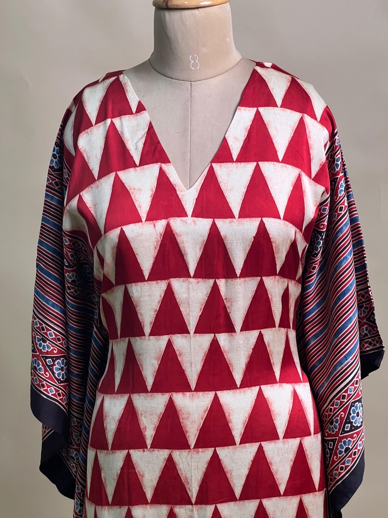 Ajrakh Modal Silk Kaftans 4801 RED 1