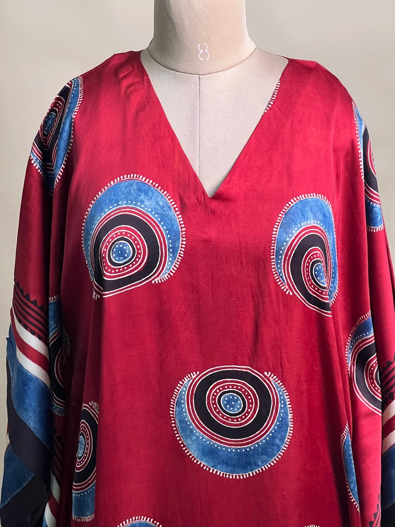 Ajrakh Modal Silk Kaftans 4801 RED 1 FREE SIZE