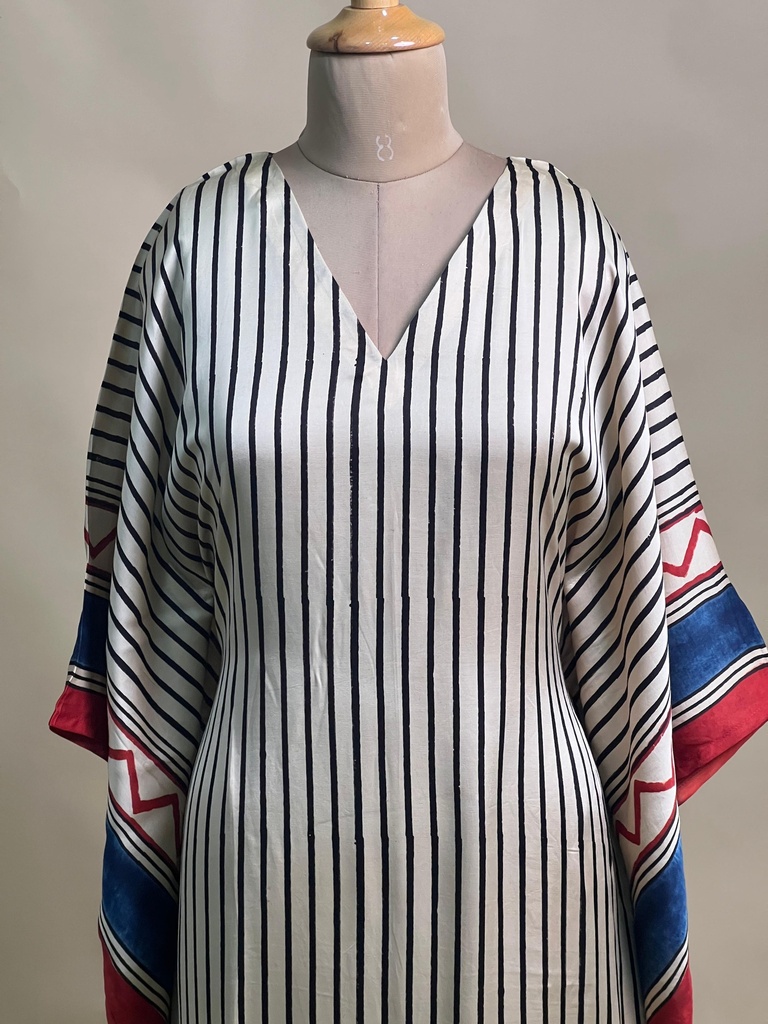 Ajrakh Modal Silk Kaftans 4801 IVORY 2