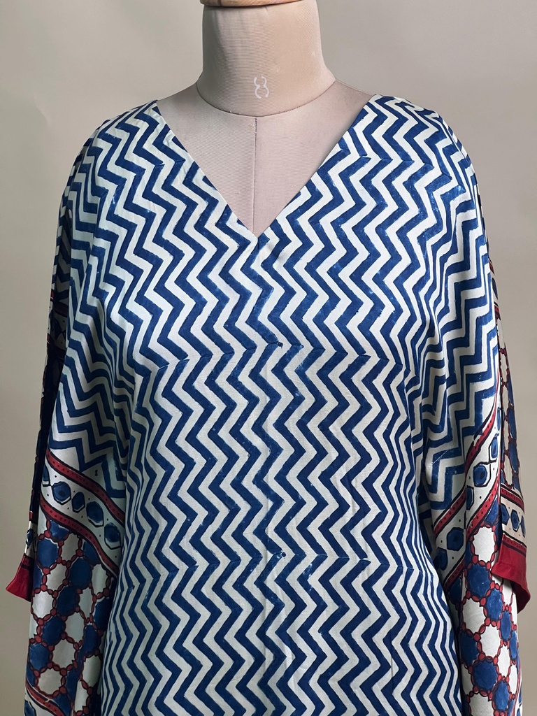 Ajrakh Modal Silk Kaftans 4801 BLUE 2