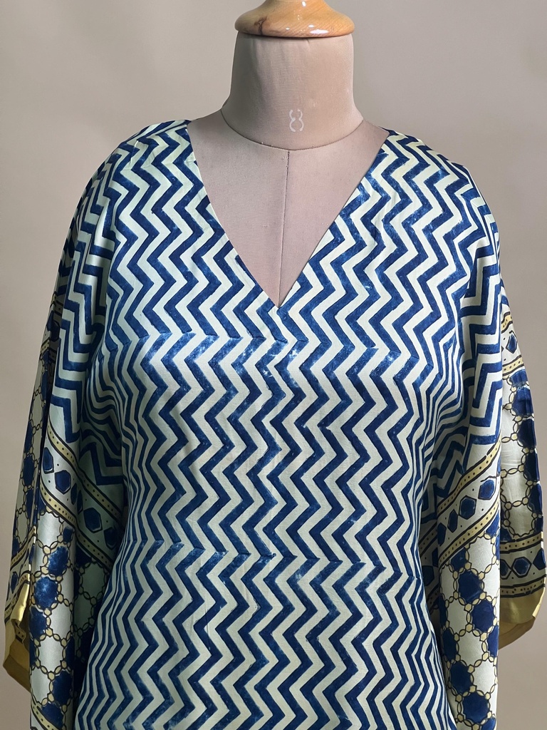 Ajrakh Modal Silk Kaftans 4801 BLUE 4