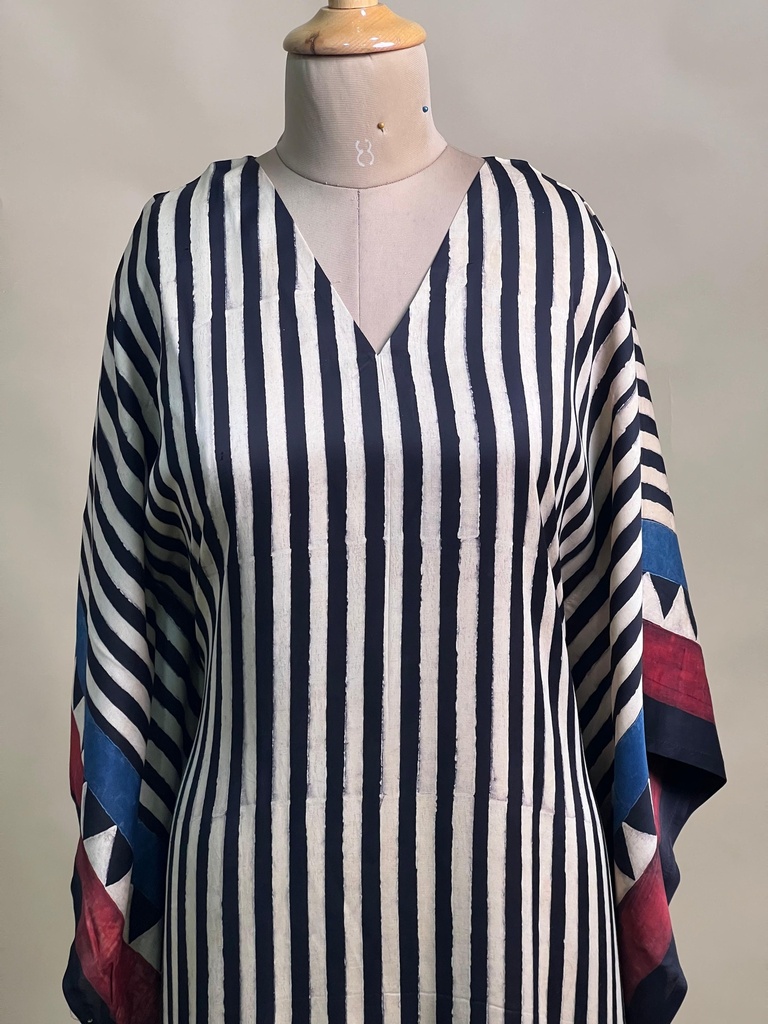 Ajrakh Modal Silk Kaftans 4801 BLACK 1