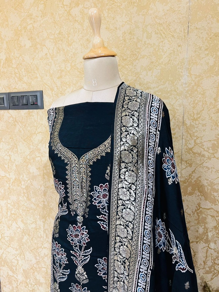 Ajrakh Dola Silk Sarees 5048