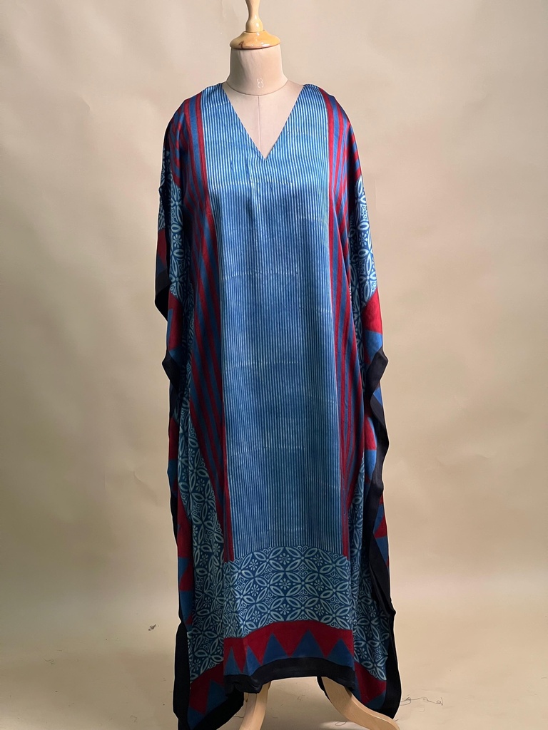 Ajrakh Modal Silk Kaftans 4801 BLUE 4 FREE SIZE