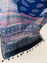 Ajrakh Maheshwari Silk Sarees 5028 BLUE 3