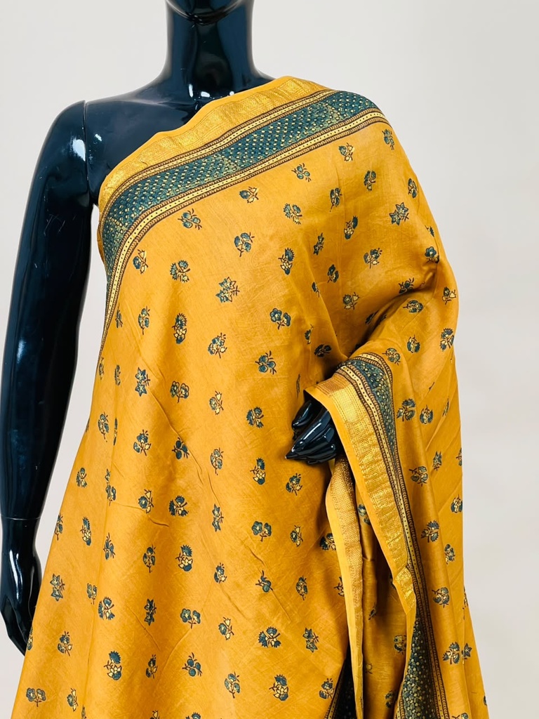 Ajrakh Maheshwari Silk Sarees 5028 YELLOW 2