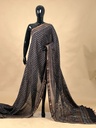 Ajrakh Maheshwari Silk Sarees 5028 BLACK LOTUS