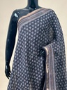 Ajrakh Maheshwari Silk Sarees 5028 BLACK LOTUS