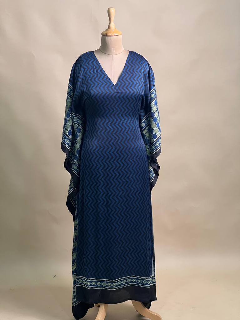 Ajrakh Modal Silk Kaftans 4801 BLUE 1