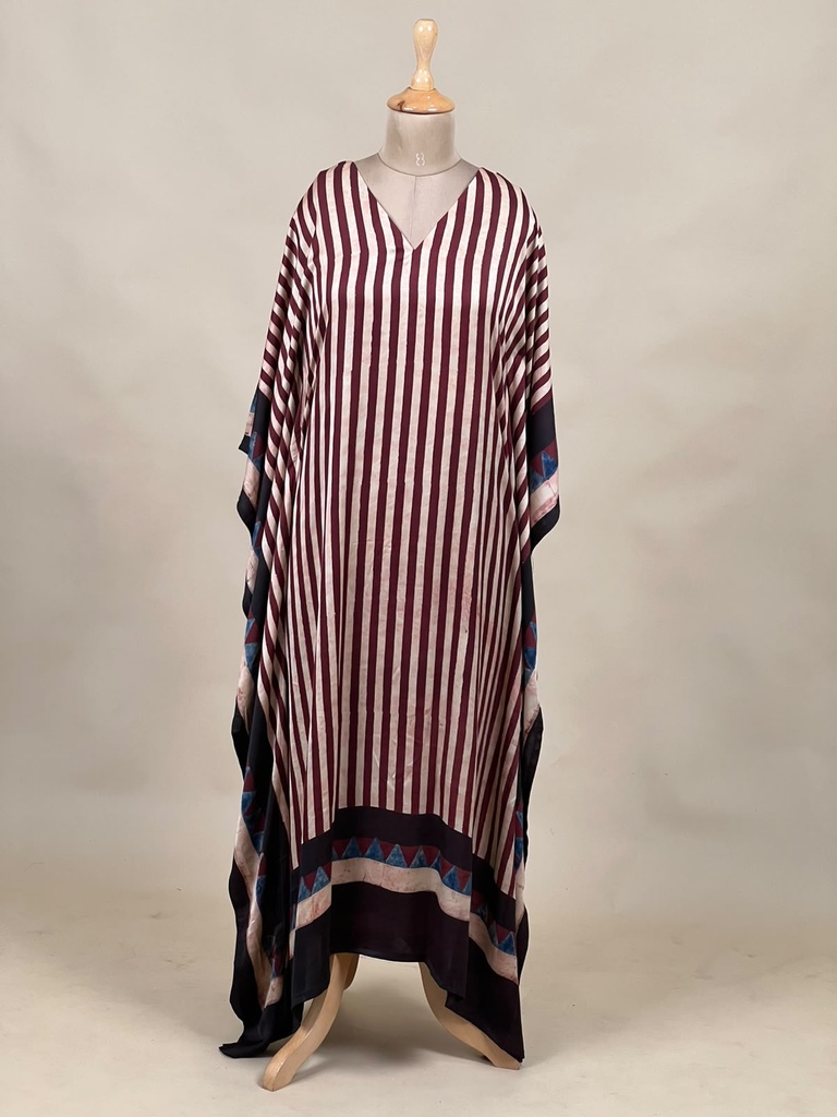 Ajrakh Modal Silk Kaftans 4801 MAROON 3