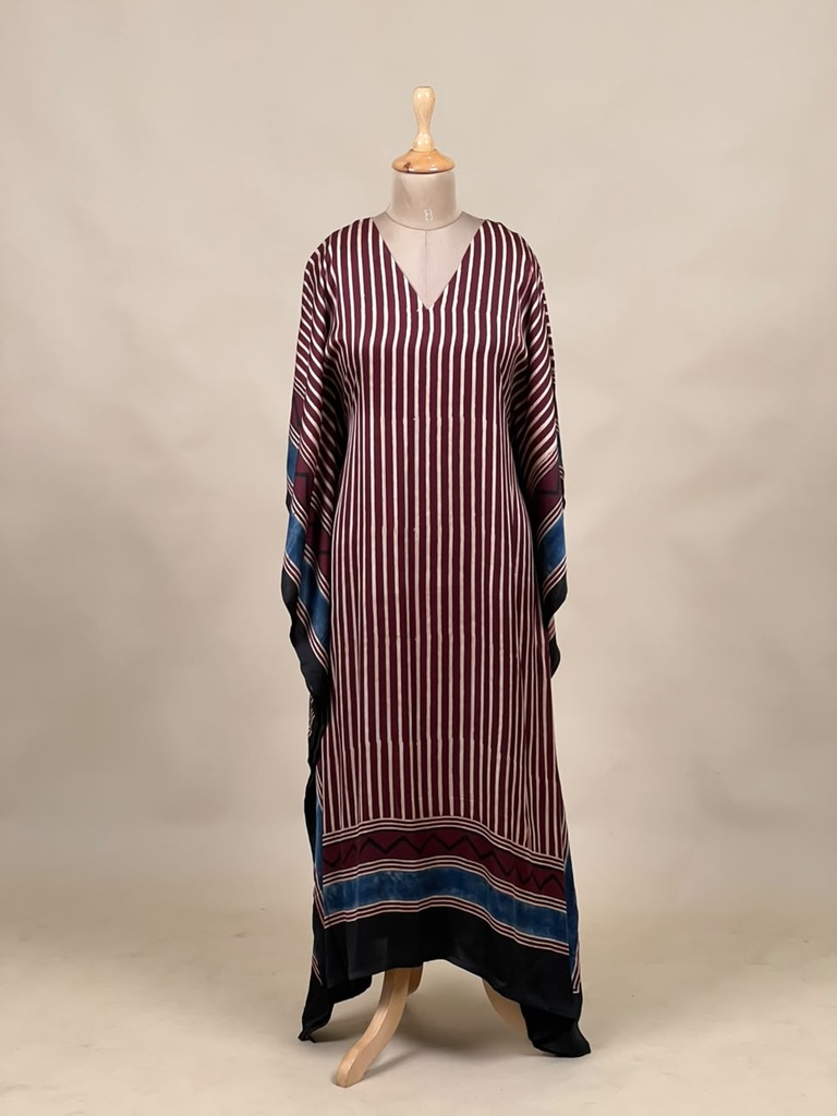 Ajrakh Modal Silk Kaftans 4801 MAROON 2