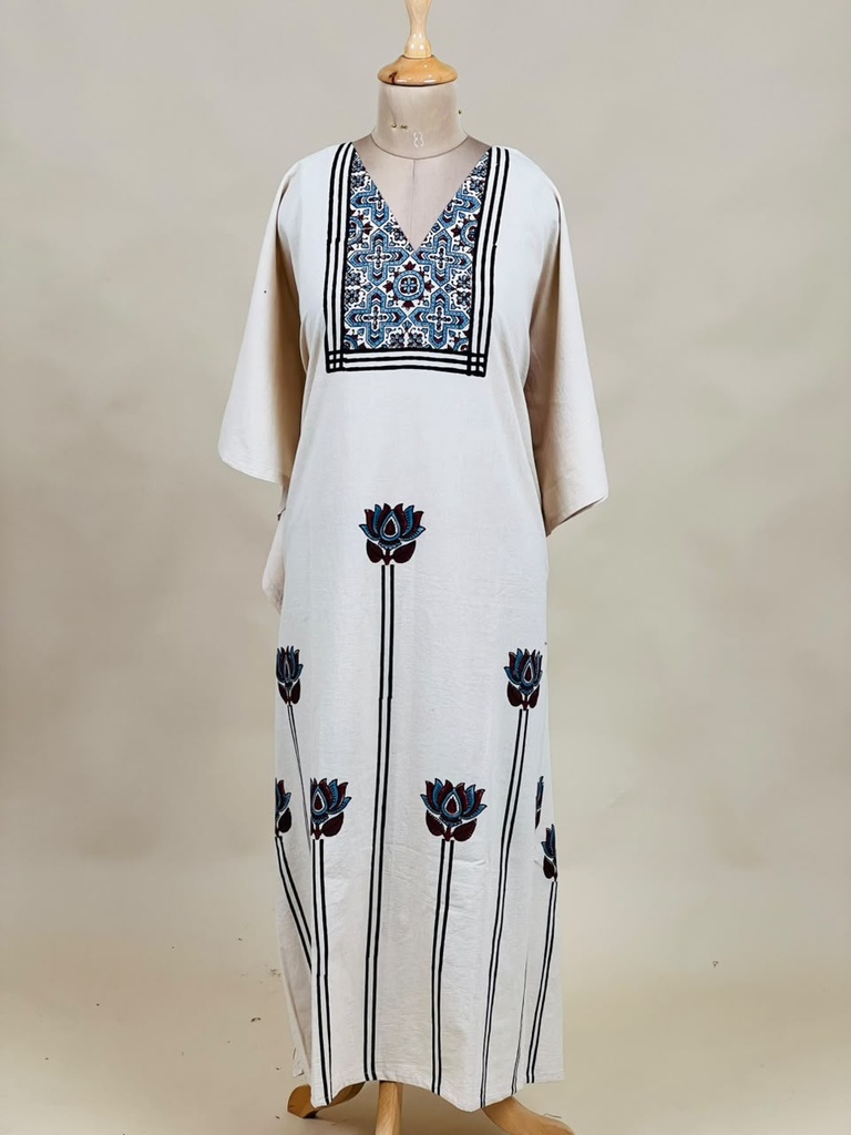 Ajrakh Cotton Kaftans 4802 IVORY 2
