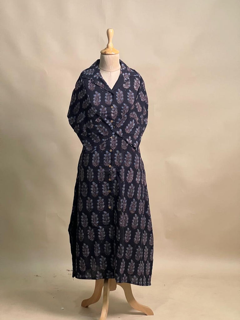 Ajrakh Cotton Kurti 5031 BLACK 2