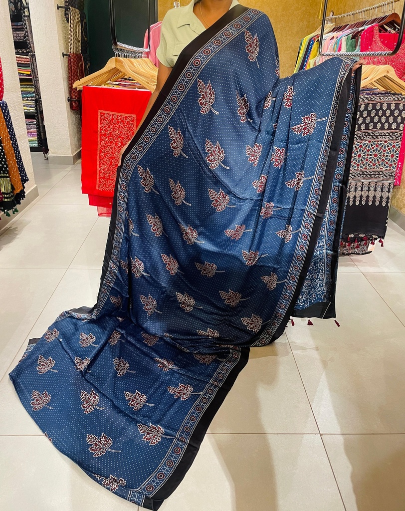 Premium Ajrakh Modal Silk Saree 4243