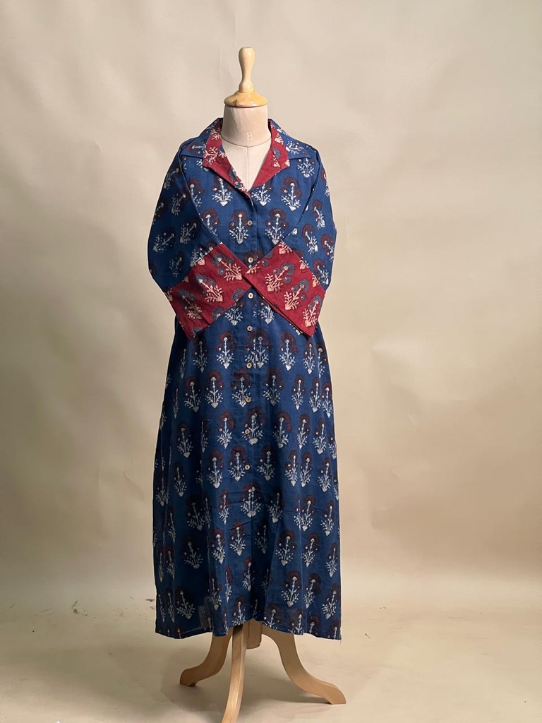 Ajrakh Cotton Kurti 5031 BLUE 4