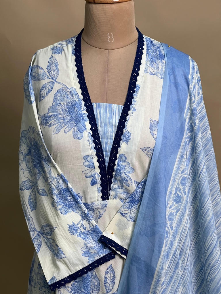 Cotton Anarkali Kurti sets 8010 LIGHT BLUE