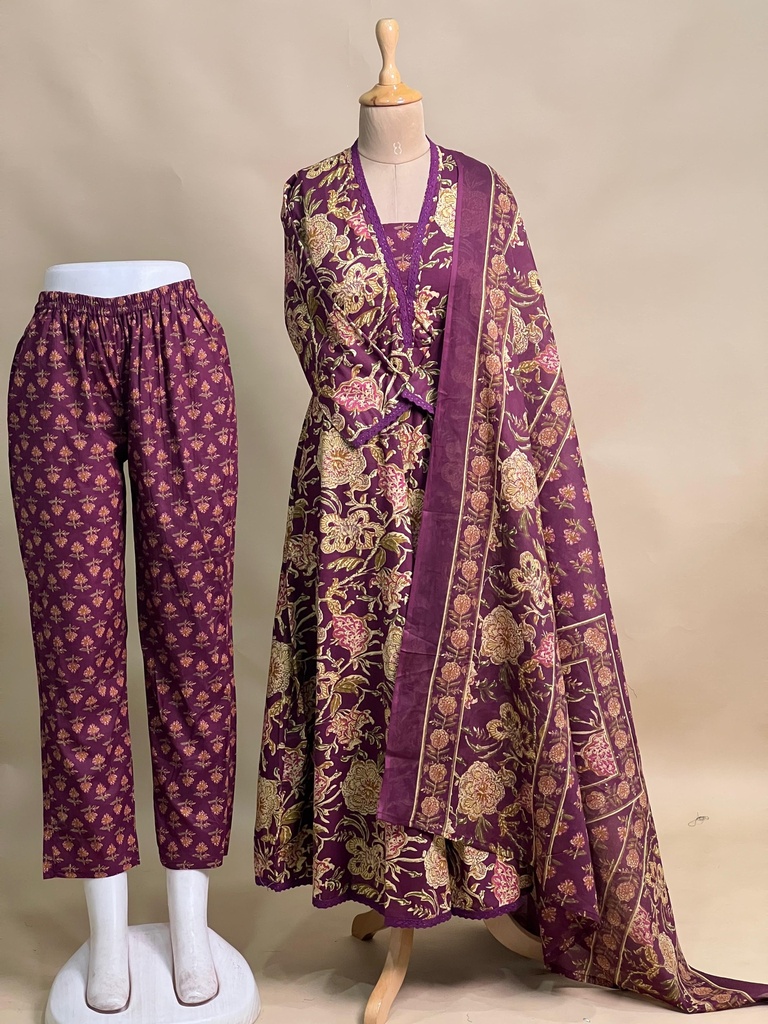 Cotton Anarkali Kurti sets 8010 PURPLE 2