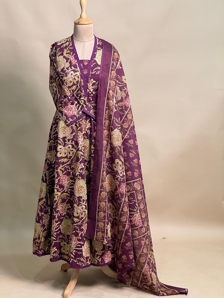 Cotton Anarkali Kurti sets 8010 PURPLE 2