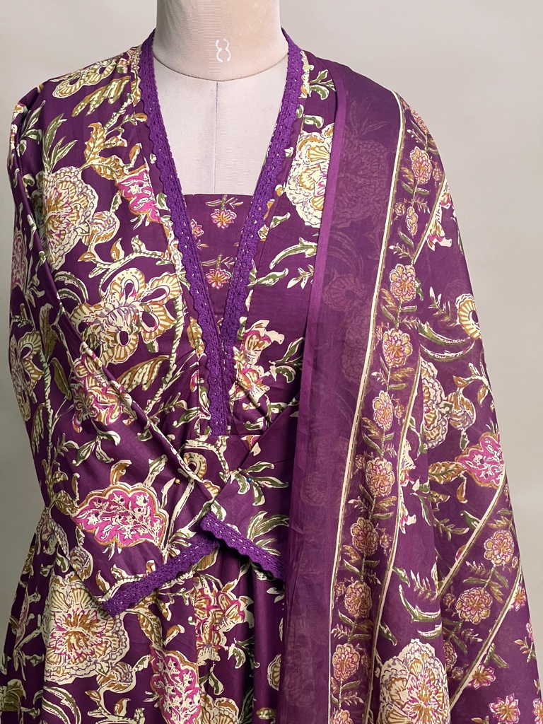 Cotton Anarkali Kurti sets 8010 PURPLE 2