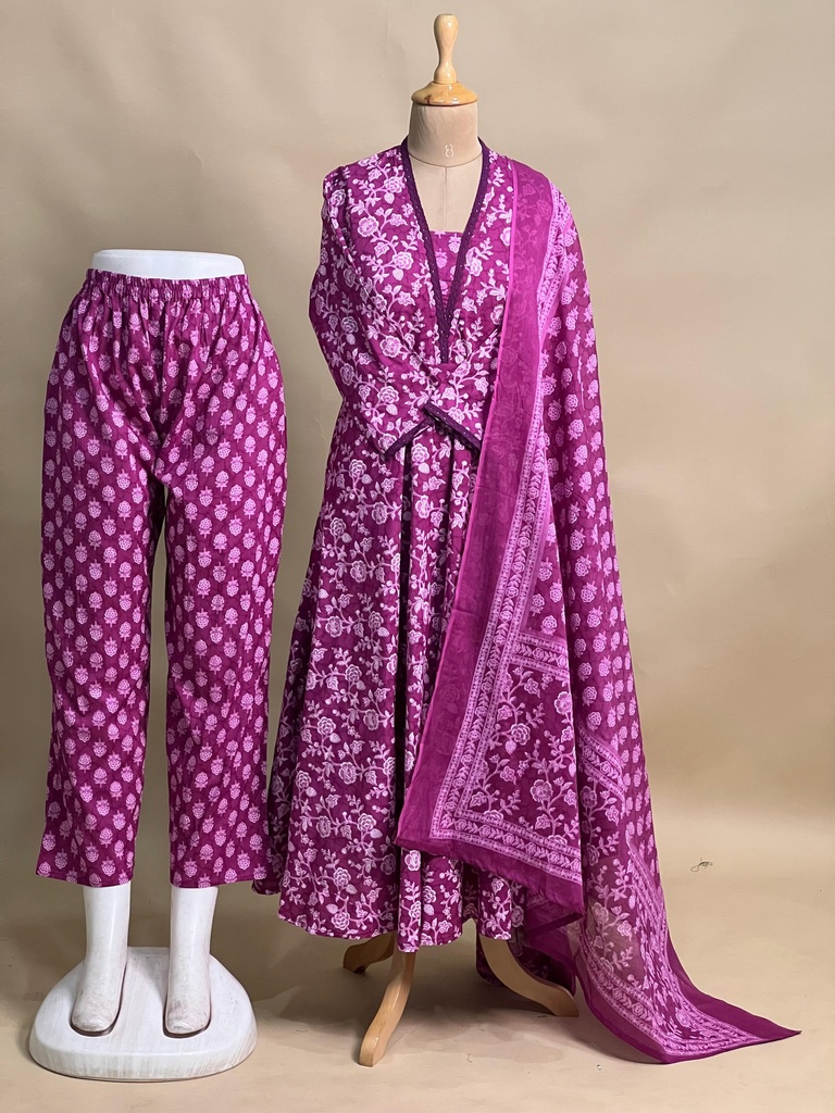 Cotton Anarkali Kurti sets 8010 PURPLE