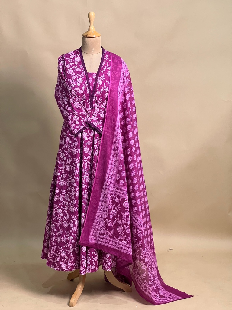 Cotton Anarkali Kurti sets 8010 PURPLE