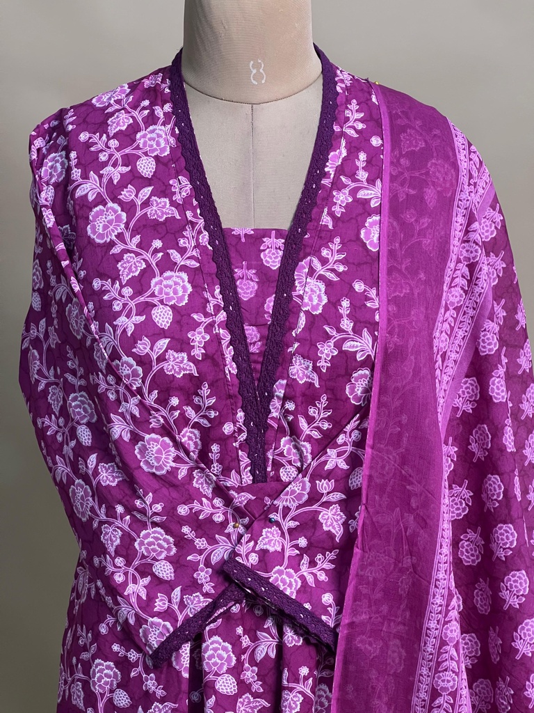 Cotton Anarkali Kurti sets 8010 PURPLE