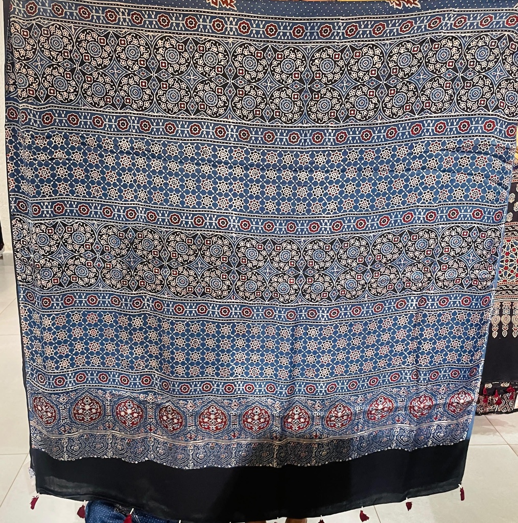 Premium Ajrakh Modal Silk Saree 4243