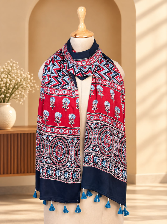 Ajrakh Modal Stoles 5071 RED 3