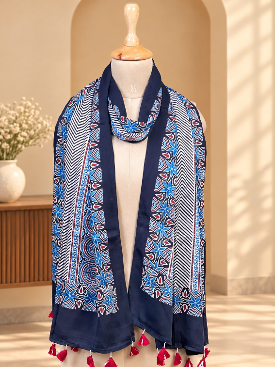 Ajrakh Modal Stoles 5071 BLACK 7