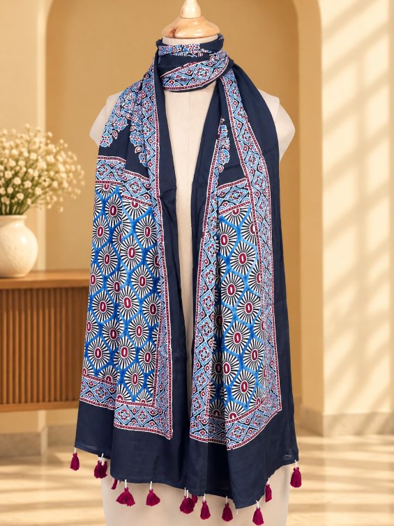 Ajrakh Modal Stoles 5071 BLACK 2
