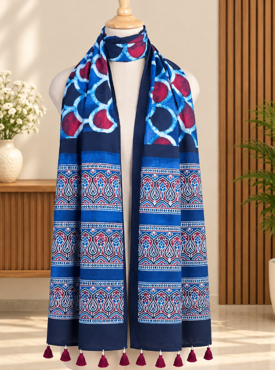 Ajrakh Modal Stoles 5071 BLUE 1