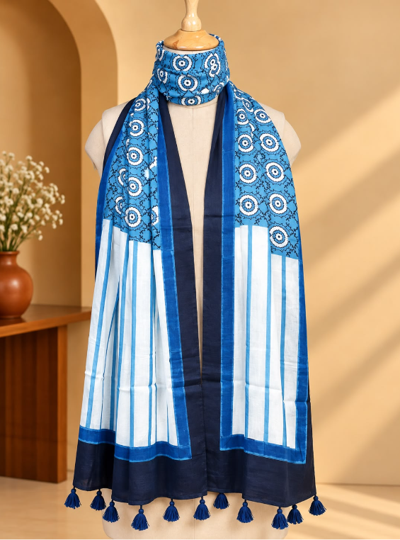 Ajrakh Modal Stoles 5071 BLUE 5