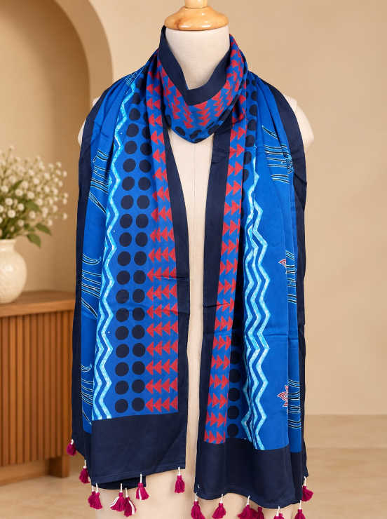 Ajrakh Modal Stoles 5071 BLUE 3