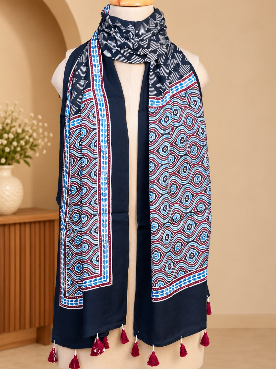 Ajrakh Modal Stoles 5071 BLACK 4