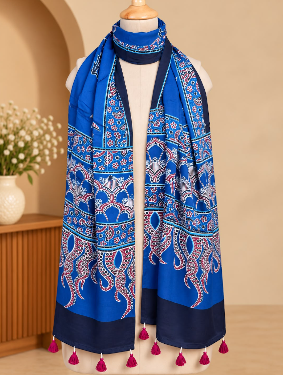 Ajrakh Modal Stoles 5071 BLUE 2