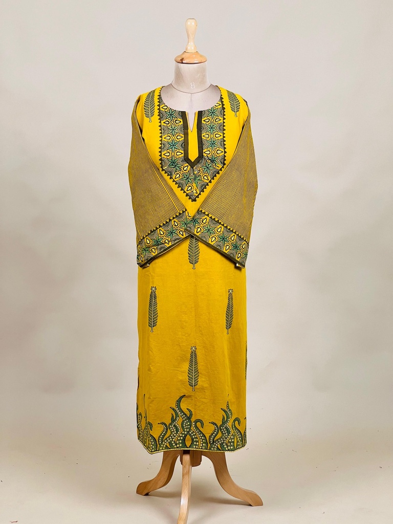 Ajrakh Cotton Kurti 5028 YELLOW 1