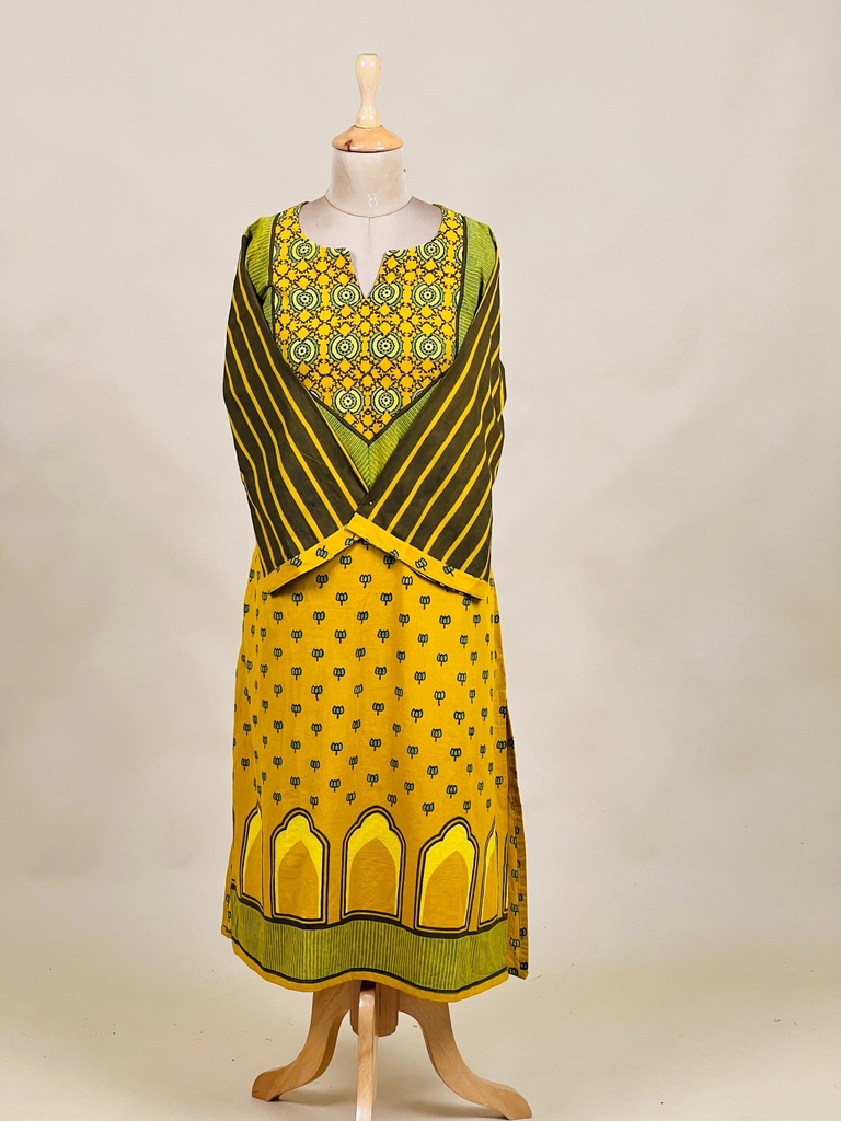 Ajrakh Cotton Kurti 5028 YELLOW 2