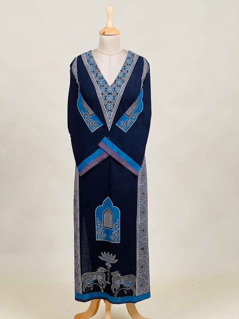 Ajrakh Cotton Kurti 5028 BLACK 1