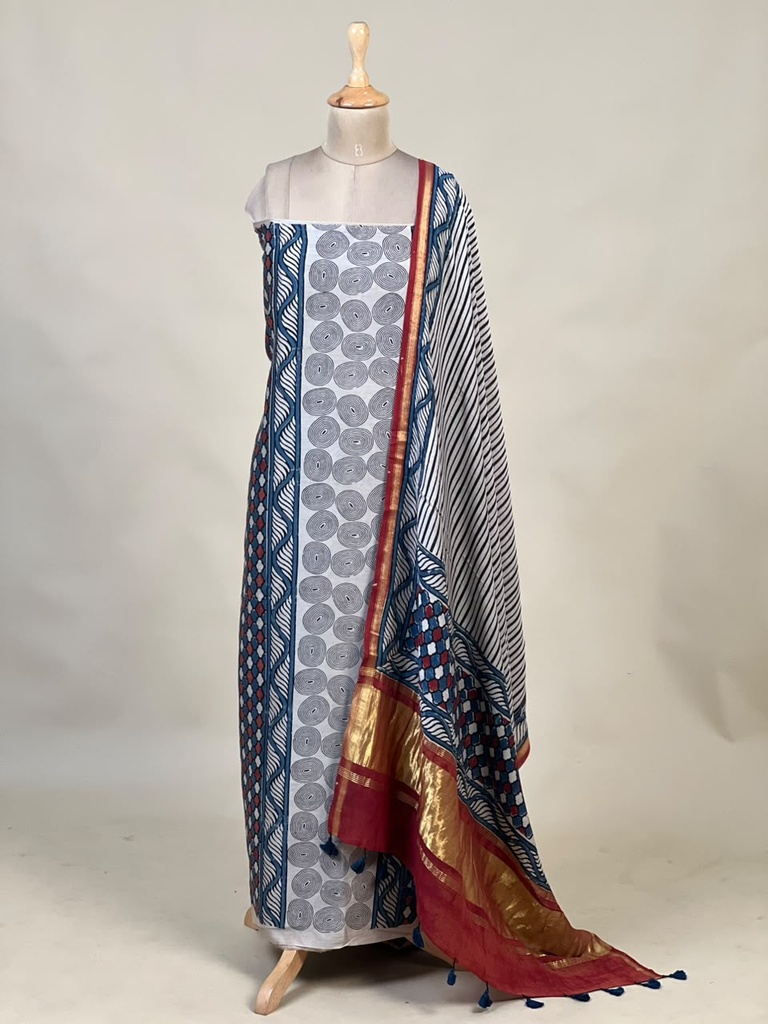 Chanderi Silk Top and Dupatta sets 5025 IVORY 2