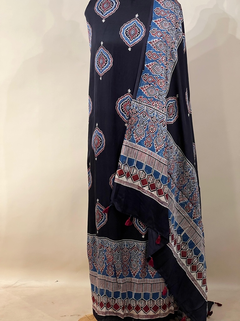  Ajrakh Modal Top and Dupatta Sets 5012
