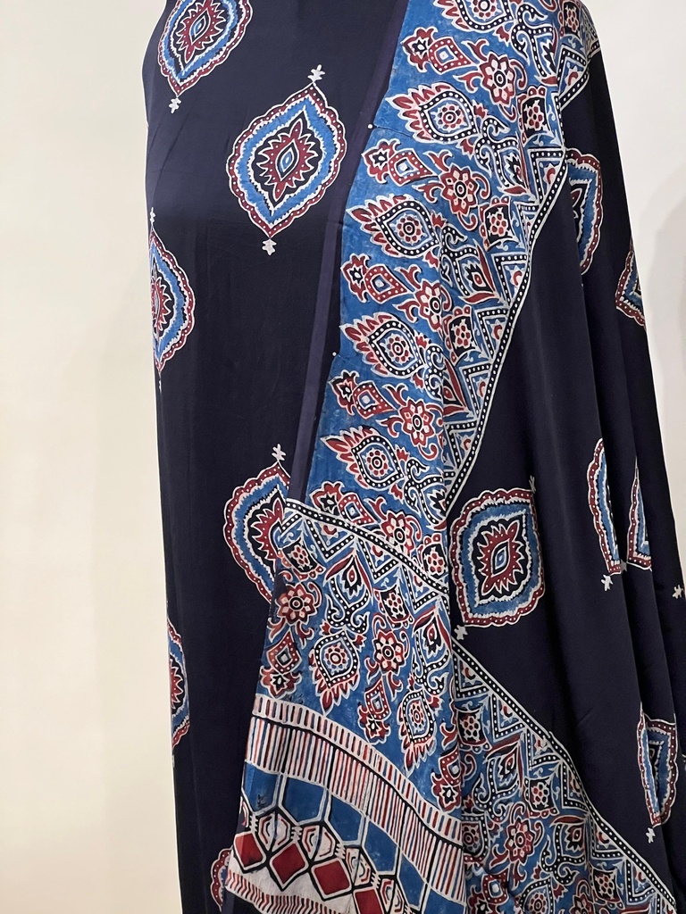  Ajrakh Modal Top and Dupatta Sets 5012